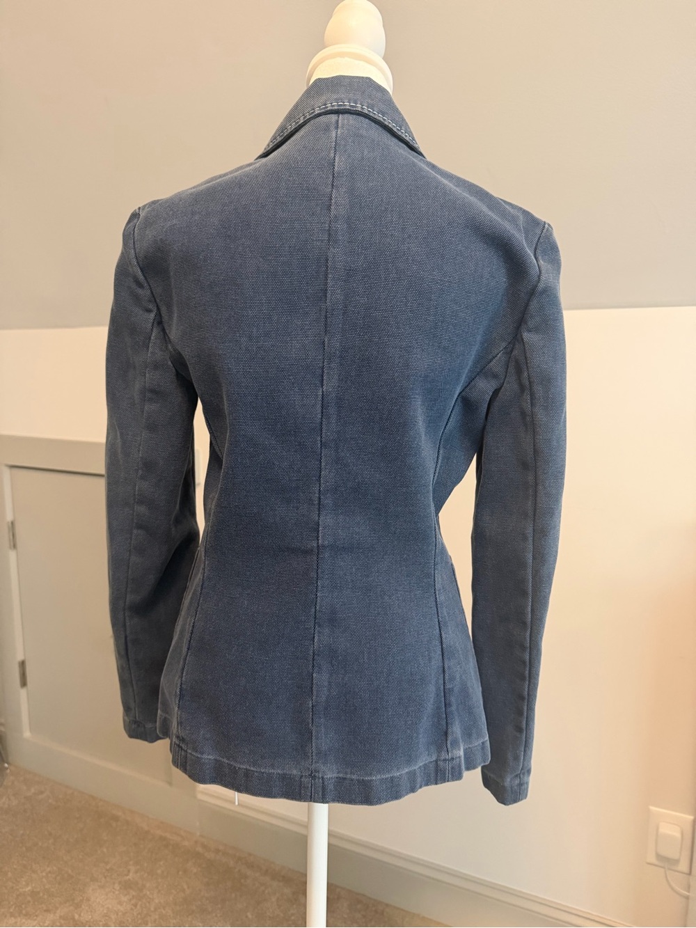 Vintage CELINE Blue Denim Canvas Jacket Blazer Contrast Stitch Made in France 38 - Picture 2 of 9
